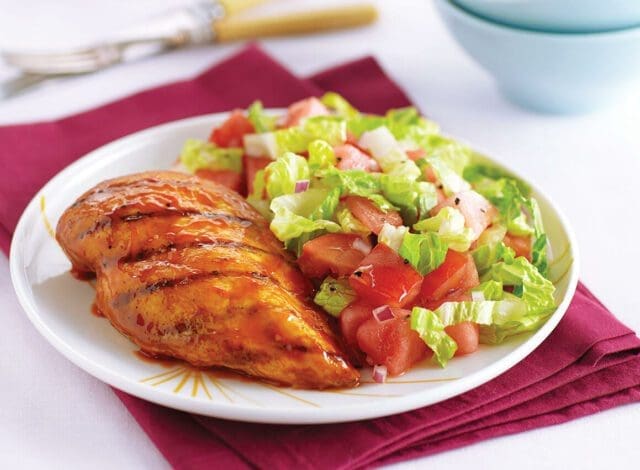 poulet grillé accompagné salade de melon